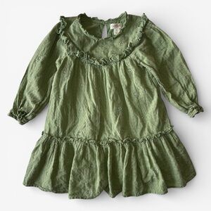 Cat & Jack Green Eyelet Cotton Dress 4T | Cottagecore Boho Prairie
